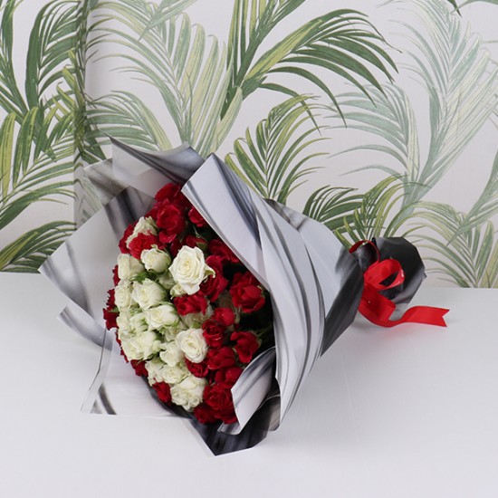 White Red Hand Bouquet