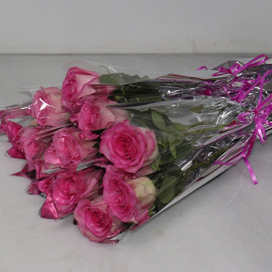 Single pink roses 12 pieces