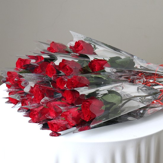 Single red roses 15 pieces