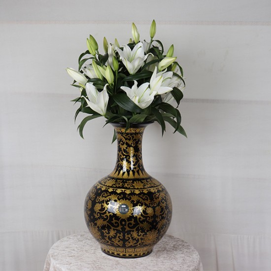Ceramic Block Gold Vase