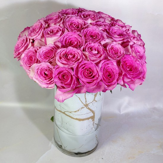 Marble Pink Rose in Vase